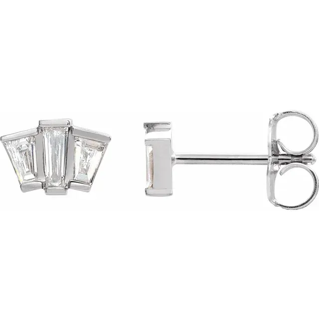 14K White 1/3 CTW Diamond Geometric Cluster Earrings
