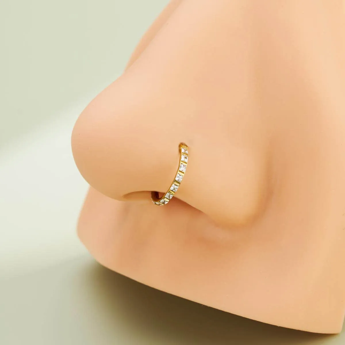 20G Square CZ Hinged Segment Nose Ring