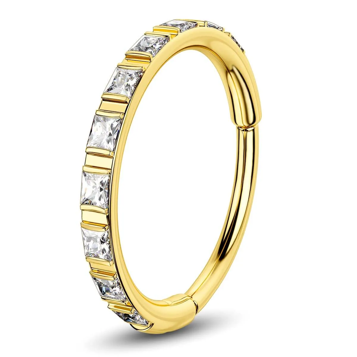 20G Square CZ Hinged Segment Nose Ring