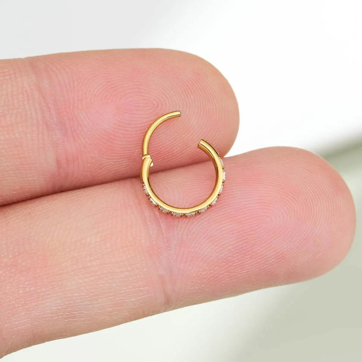 20G Square CZ Hinged Segment Nose Ring