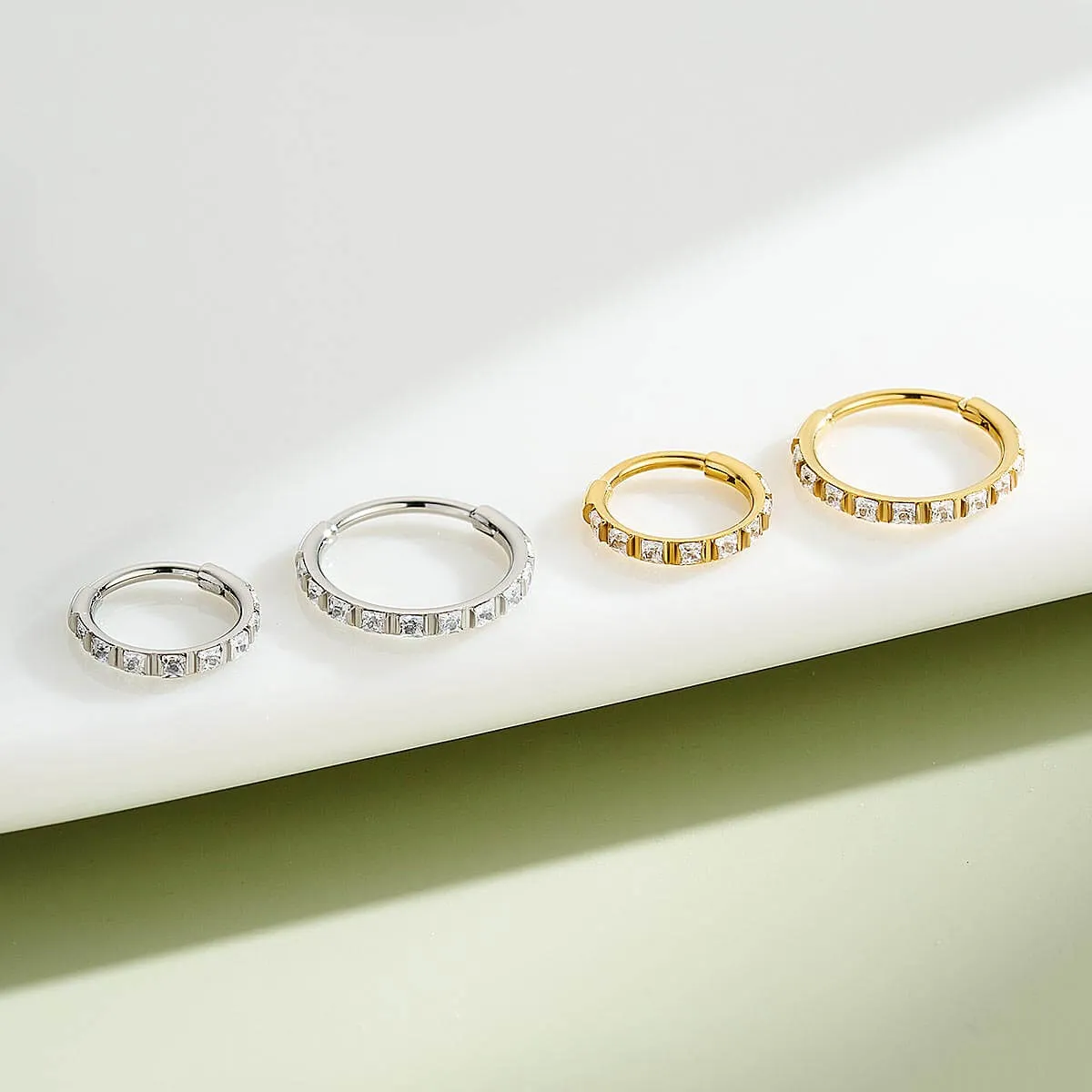 20G Square CZ Hinged Segment Nose Ring