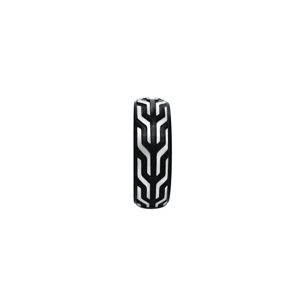 Black and Silver Geometric Patterned Ring in Stainless Steel