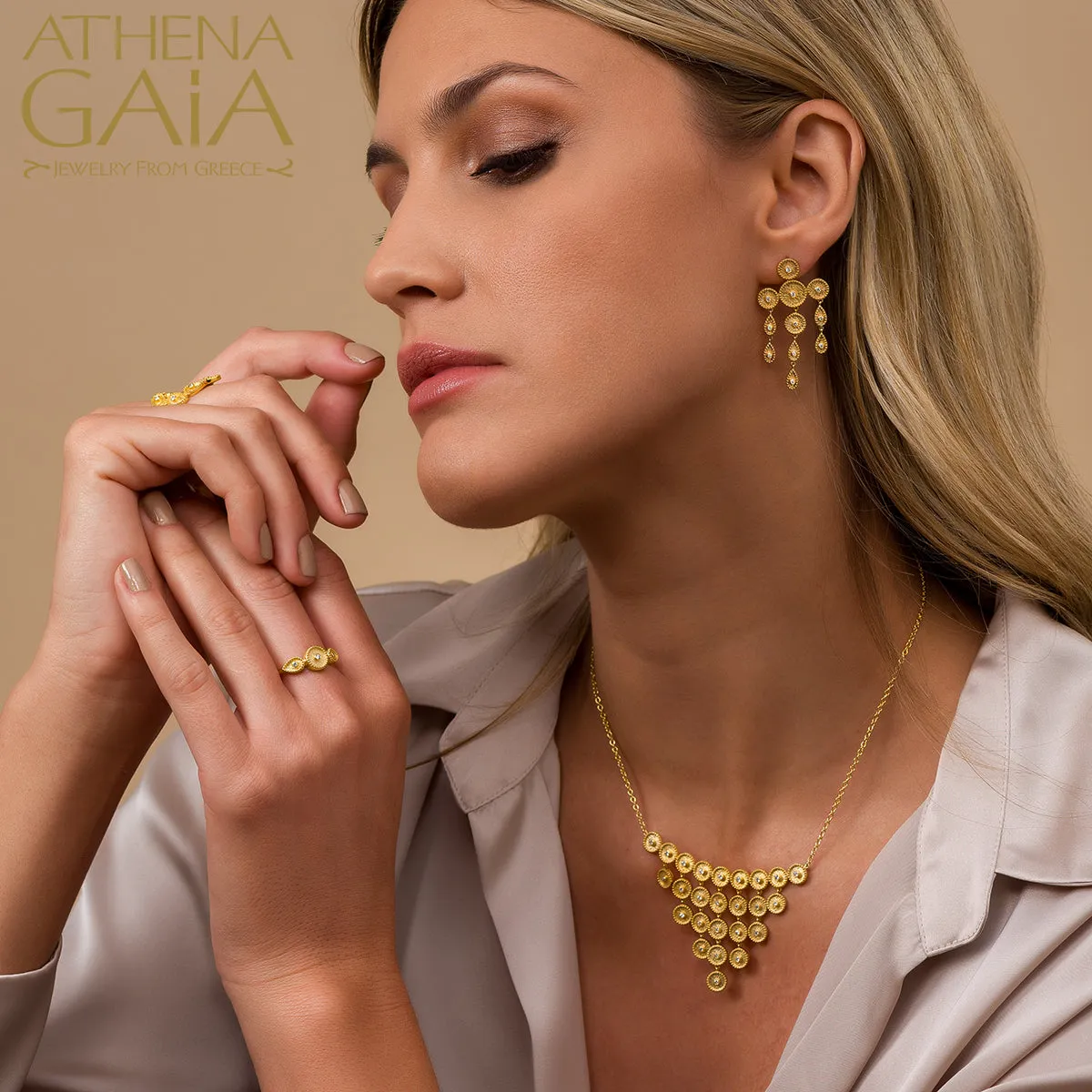 Geometric Diamond Greek Cross with Necklace