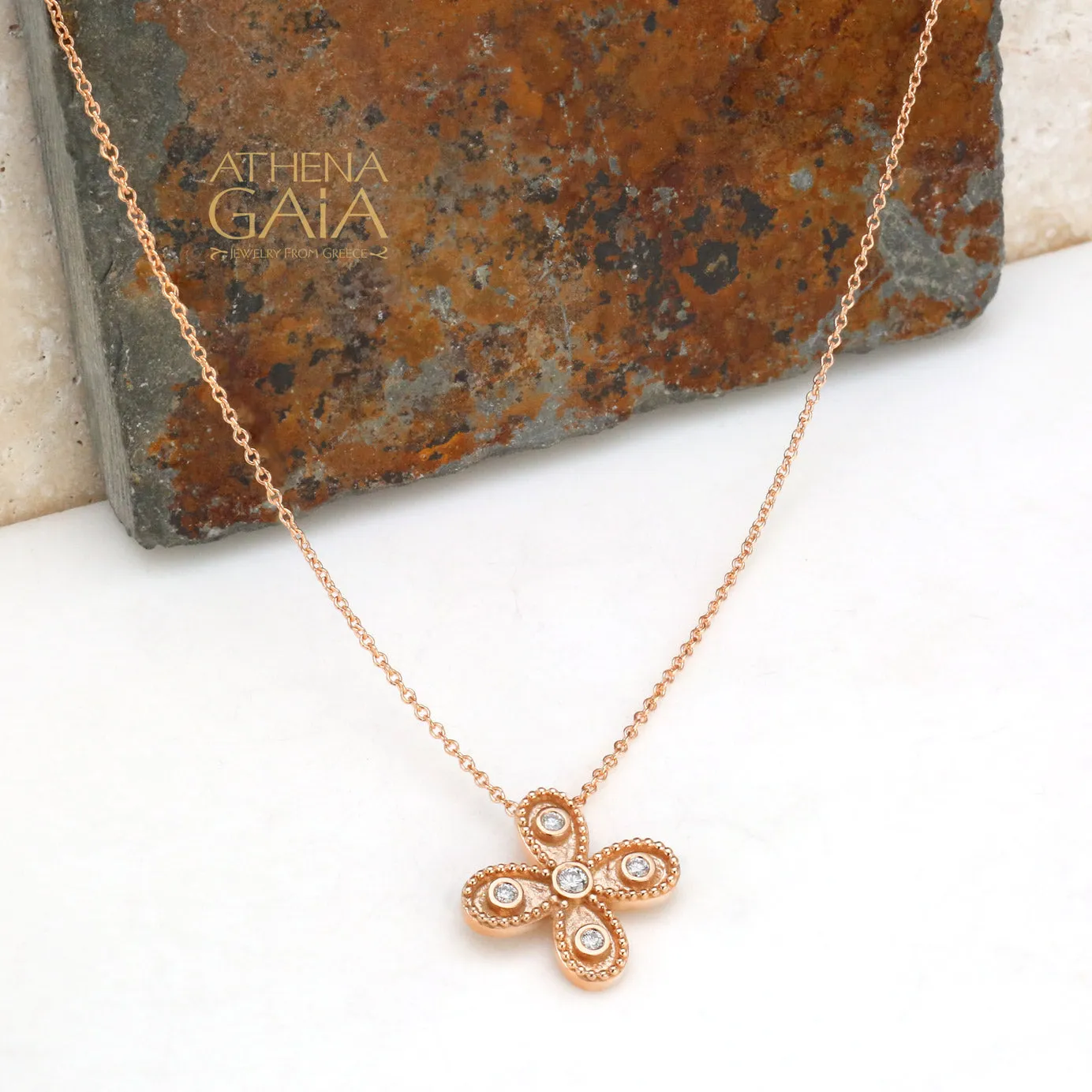 Geometric Diamond Greek Cross with Necklace