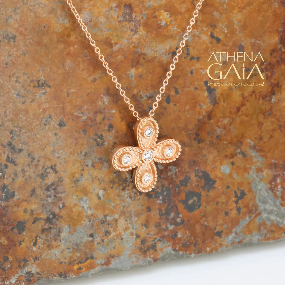 Geometric Diamond Greek Cross with Necklace