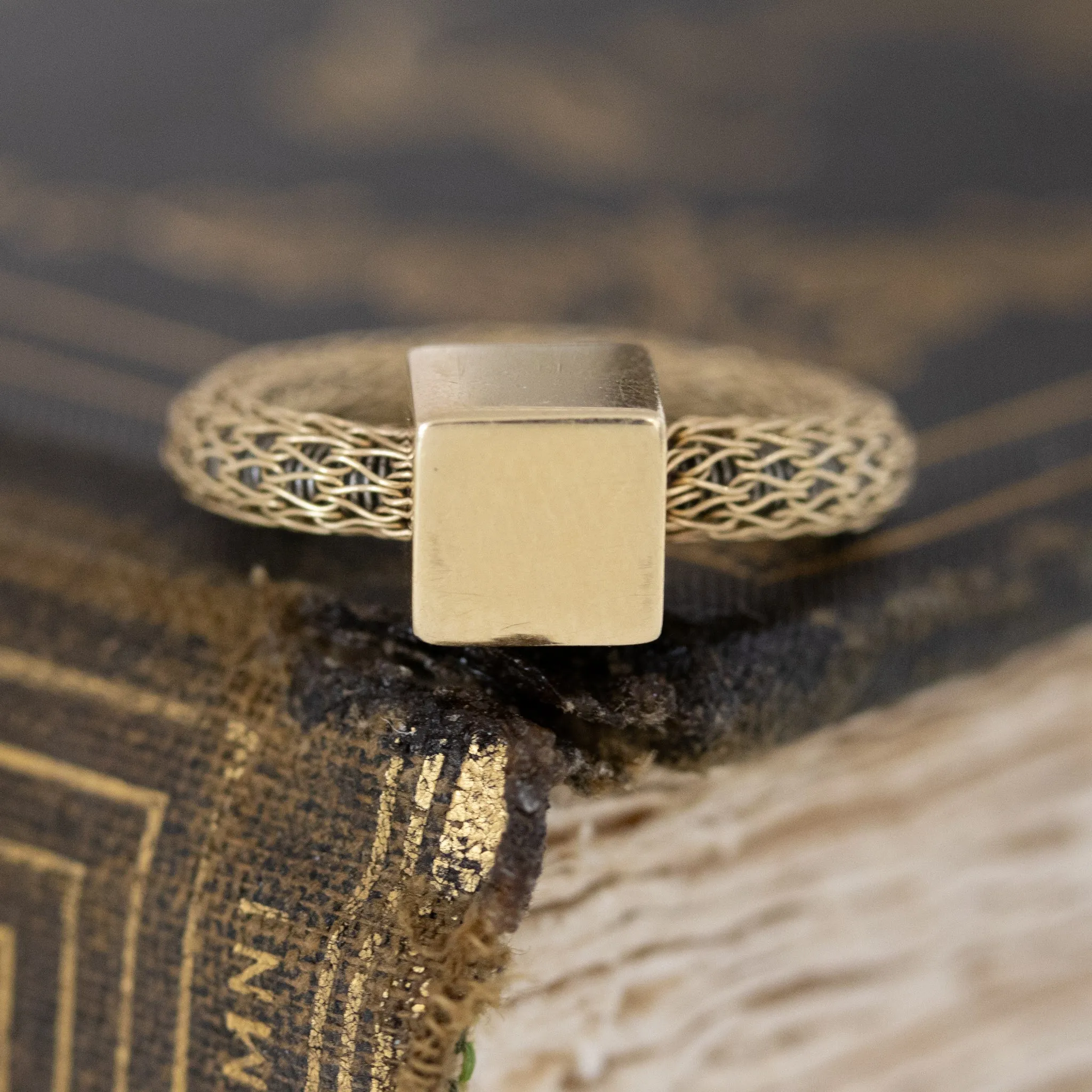 Modernist Cube and Chain Link Ring