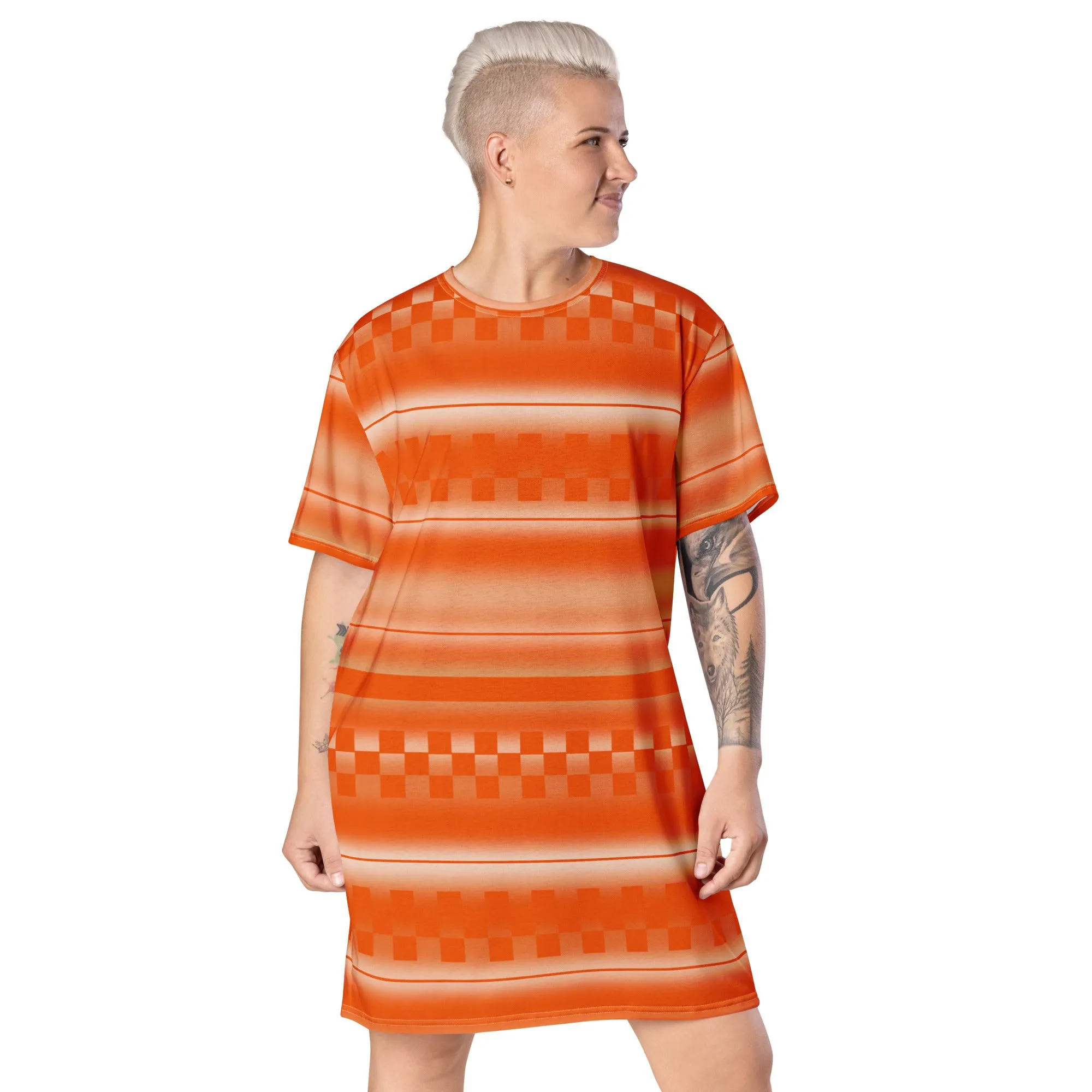 T-shirt Dress, Orange Retro 70s
