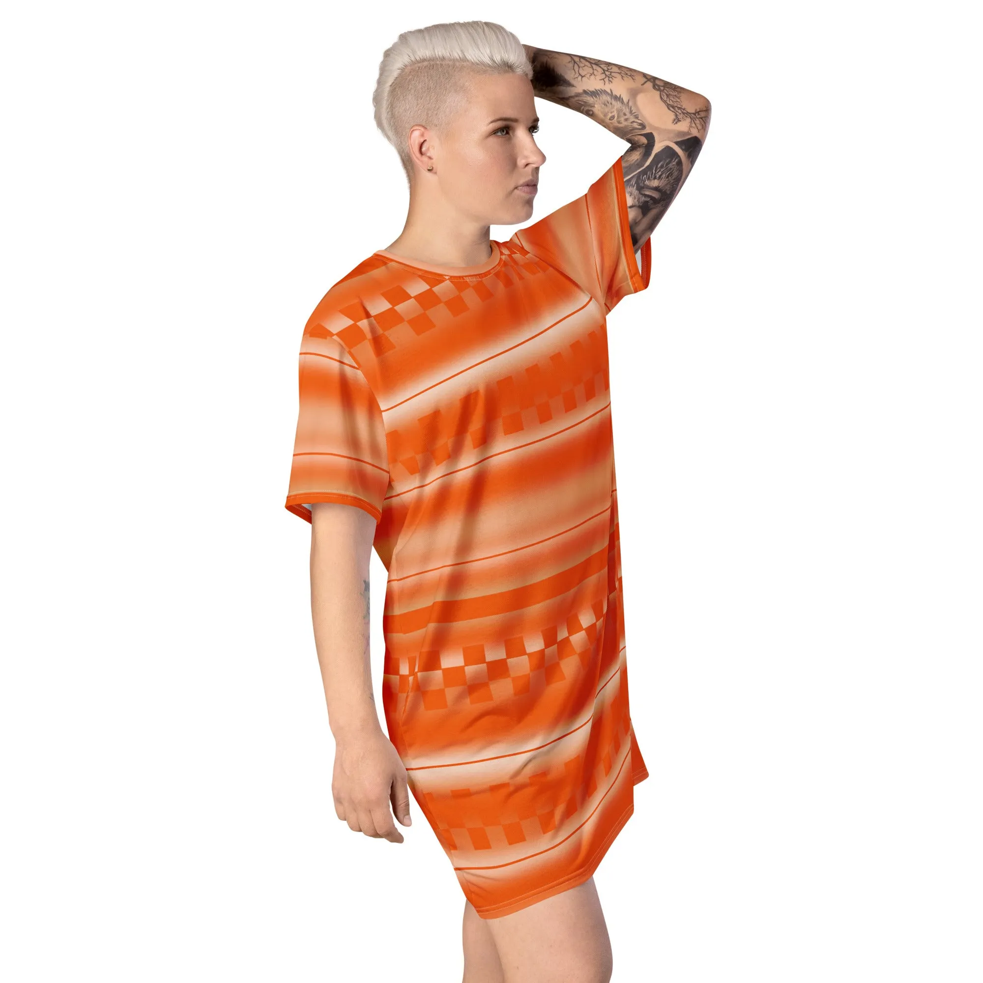 T-shirt Dress, Orange Retro 70s