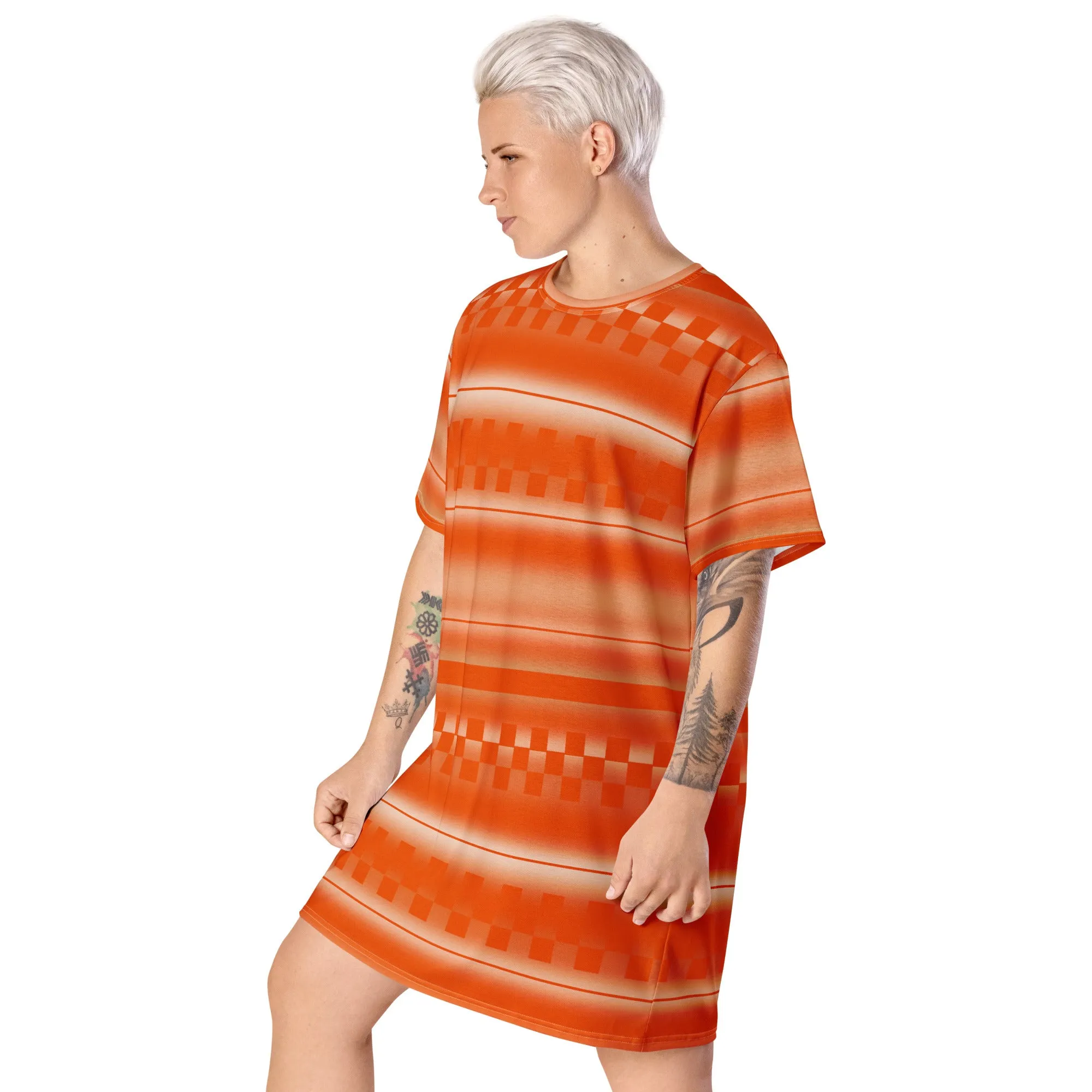 T-shirt Dress, Orange Retro 70s