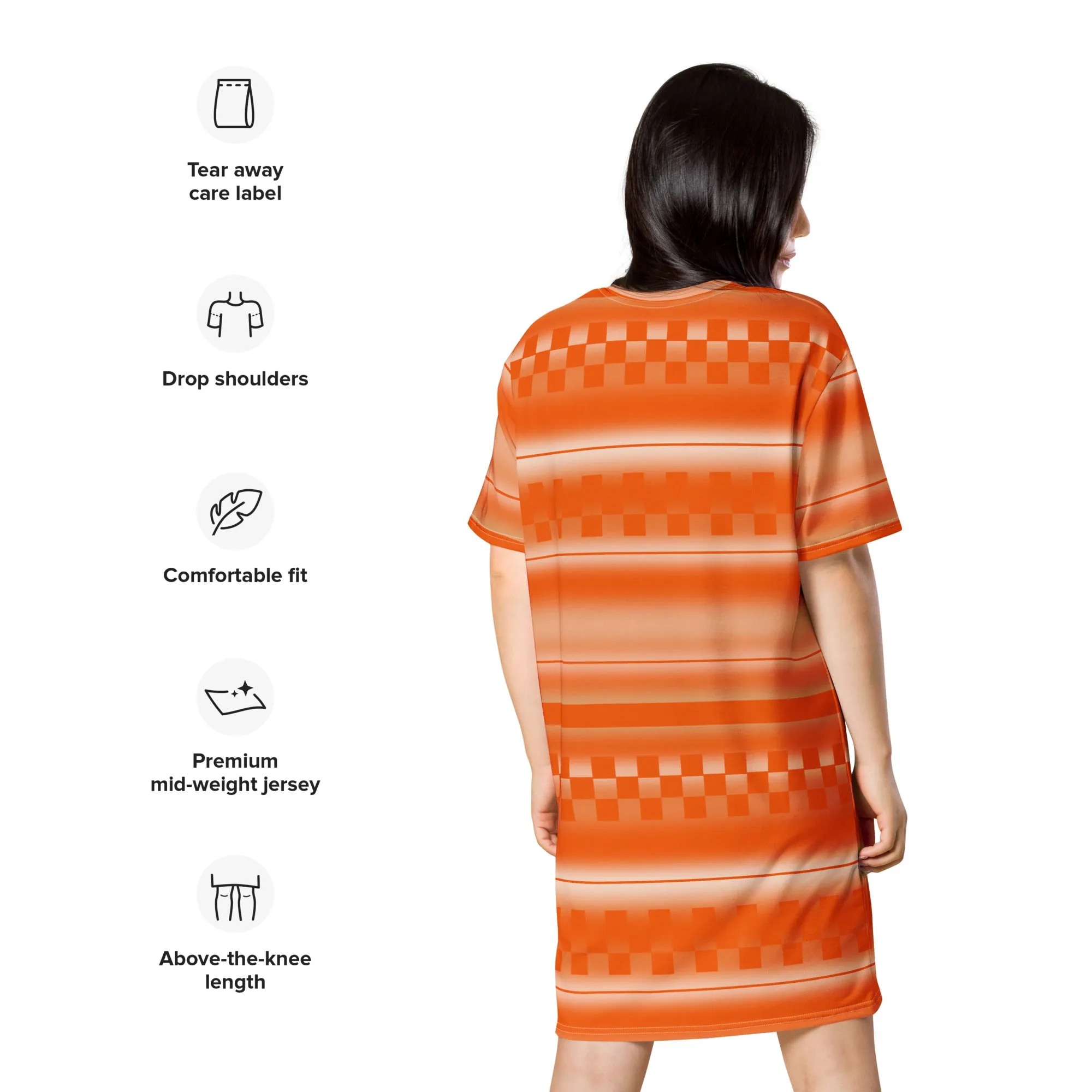 T-shirt Dress, Orange Retro 70s