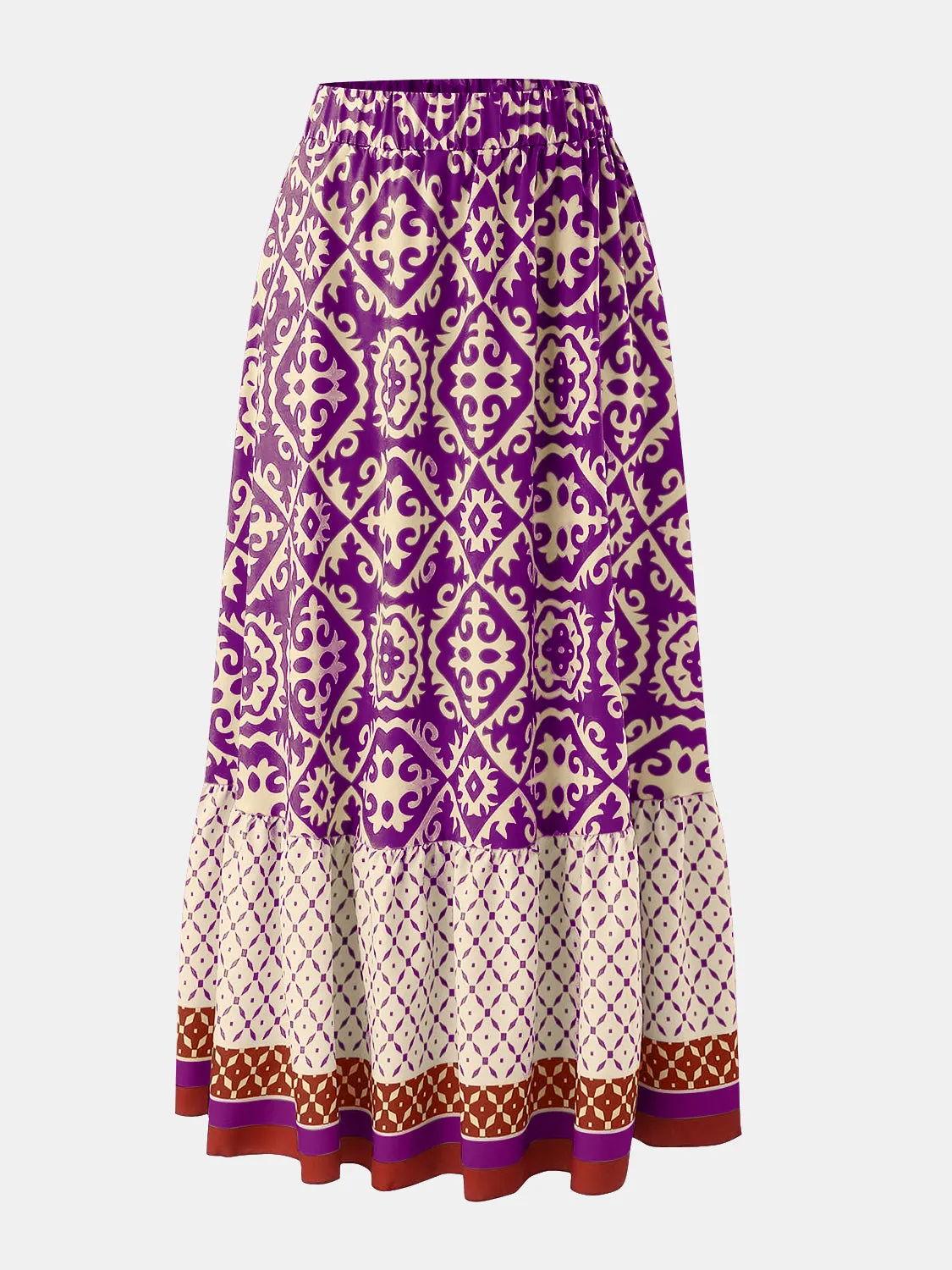 Thalia Geometric Elastic Waist Maxi Skirt