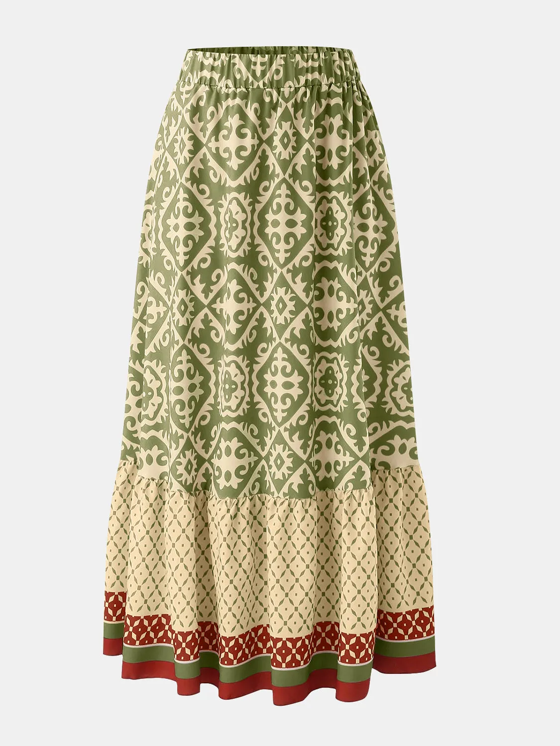 Thalia Geometric Elastic Waist Maxi Skirt